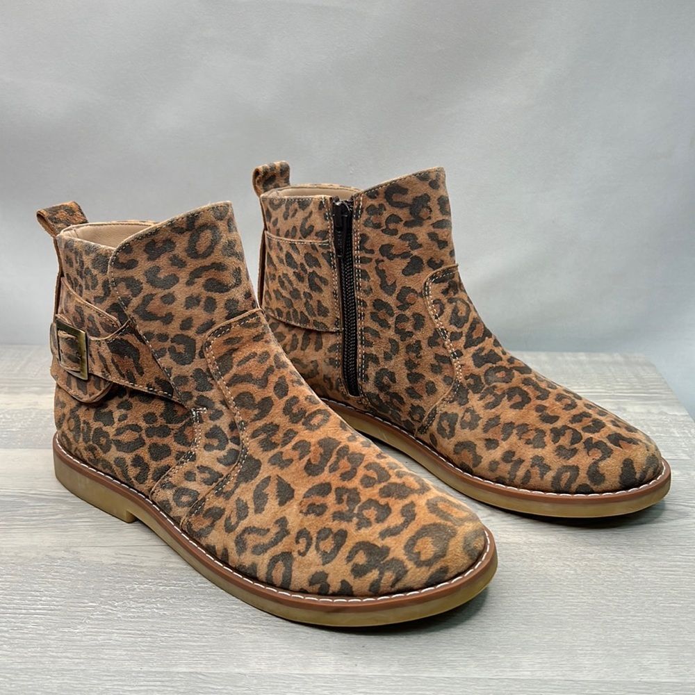 Elephantito Leopard Suede Ankle Booties girls size 3
